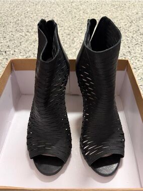 Vince Camuto Black Cutout Peep-Toe Ankle Booties